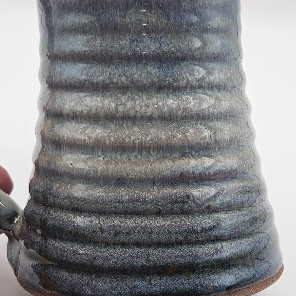 Art Pottery Blue Ceramic Mug Coffee Grog Large Cup Handmade Stoneware Signed - Picture 8 of 14